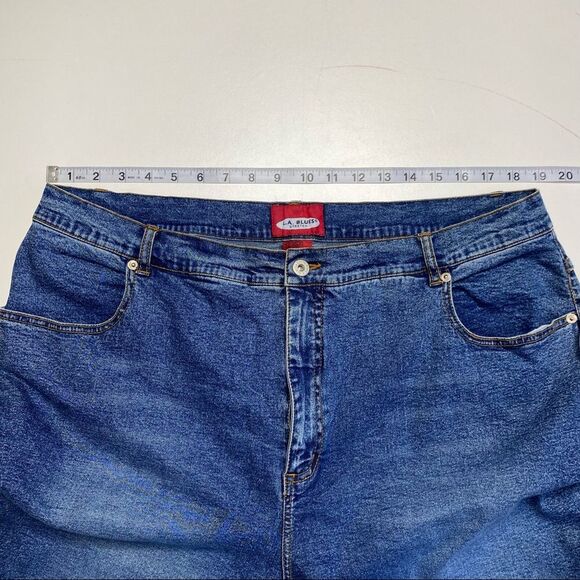 Vintage 80s 90s Boho Super High Rise Embroidered Leather Laces Hem Jeans Sz 22 - Picture 7 of 12